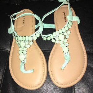 Turquoise beaded sandals